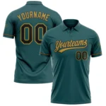 Custom Midnight Green Black-Old Gold Performance Vapor Golf Polo Shirt