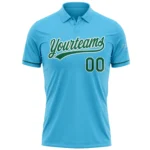 Custom Sky Blue Kelly Green-White Performance Vapor Golf Polo Shirt - Image 2