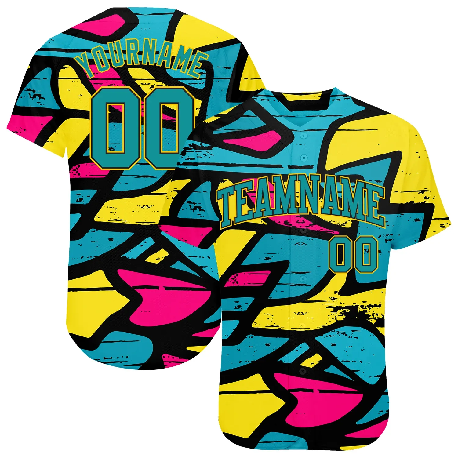 0ba31f21b0c4b8da39881413637bdb41b3e59966a665fa71239cfb7c939d8575.webp Custom 3D Pattern Design Abstract Graffiti Authentic Baseball Jersey - Image 1
