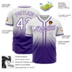 Custom White White-Purple Authentic Fade Fashion Baseball Jersey - Image 2