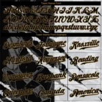 Custom Graffiti Pattern Black-Old Gold 3D Authentic Baseball Jersey - Image 3