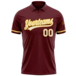 Custom Burgundy White-Yellow Performance Vapor Golf Polo Shirt - Image 2