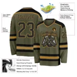 Custom Olive Black-Old Gold Salute To Service So Cool Hockey Jersey - Image 3
