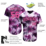 Custom Tie Dye Pink-Black 3D Authentic Baseball Jersey - Image 2