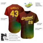 Custom Graffiti Pattern Gold-Black 3D Authentic Baseball Jersey - Image 2