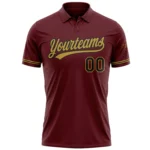 Custom Burgundy Black-Old Gold Performance Vapor Golf Polo Shirt - Image 2