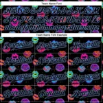 Custom Graffiti Pattern Black-Light Blue 3D Dots And Kiss Lips Authentic Baseball Jersey - Image 3