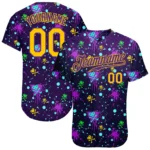 Custom Graffiti Pattern Royal-Old Gold 3D Authentic Baseball Jersey