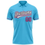 Custom Sky Blue Pink-Black Performance Vapor Golf Polo Shirt - Image 2