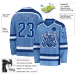 Custom Light Blue Royal-White Hockey Jersey - Image 3