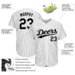 Custom White Black Pinstripe Black-Gray Authentic Baseball Jersey - Image 2