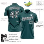 Custom Midnight Green Steel Gray-White Performance Vapor Golf Polo Shirt - Image 3