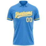 Custom Powder Blue White-Yellow Performance Vapor Golf Polo Shirt - Image 2