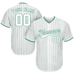 Personalized Baseball Jerseys - Unique Gifts For Baseball Fans - Pinstripe White Green - St. Patrick's Day Outfit For Baseball Fan