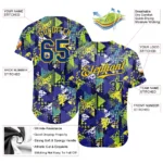 Custom Graffiti Pattern Royal-Gold 3D Creative Geometric Figures Triangle And Dots Authentic Baseball Jersey - Image 2