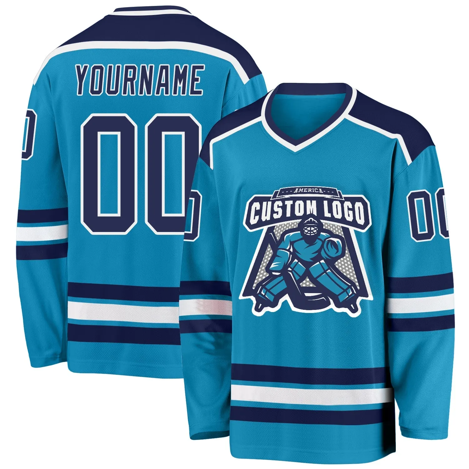 2703a5a338ede40a23c8e82e5f655e68176a5c0b120330b97739a8e2415f0be0.webp Custom Panther Blue Navy-White Hockey Jersey - Image 1