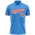 Custom Powder Blue White-Red Performance Vapor Golf Polo Shirt - Image 2