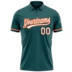 Custom Midnight Green White-Orange Performance Vapor Golf Polo Shirt - Image 2