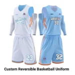 Custom Blue White Reversible Basketball Jerseys & Shorts