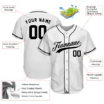 Custom White Black Baseball Jersey - Image 2