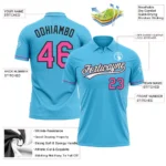 Custom Sky Blue Pink-Black Performance Vapor Golf Polo Shirt - Image 3