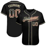 Custom Black Vintage Usa Flag-Cream Authentic Baseball Jersey