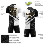 Custom Graffiti Pattern Black-Old Gold Sublimation Soccer Uniform Jersey - Image 3