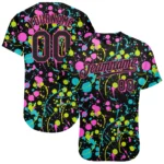 Custom Graffiti Pattern Red-Gold 3D Colorful Splattered Messy Art Ink Paintbrush Drawing Authentic Baseball Jersey