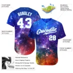 Custom Galactic White-Light Blue 3D Authentic Baseball Jersey - Image 2