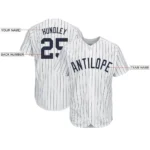 Custom White Navy Pinstripe Navy Baseball Jersey - Image 2