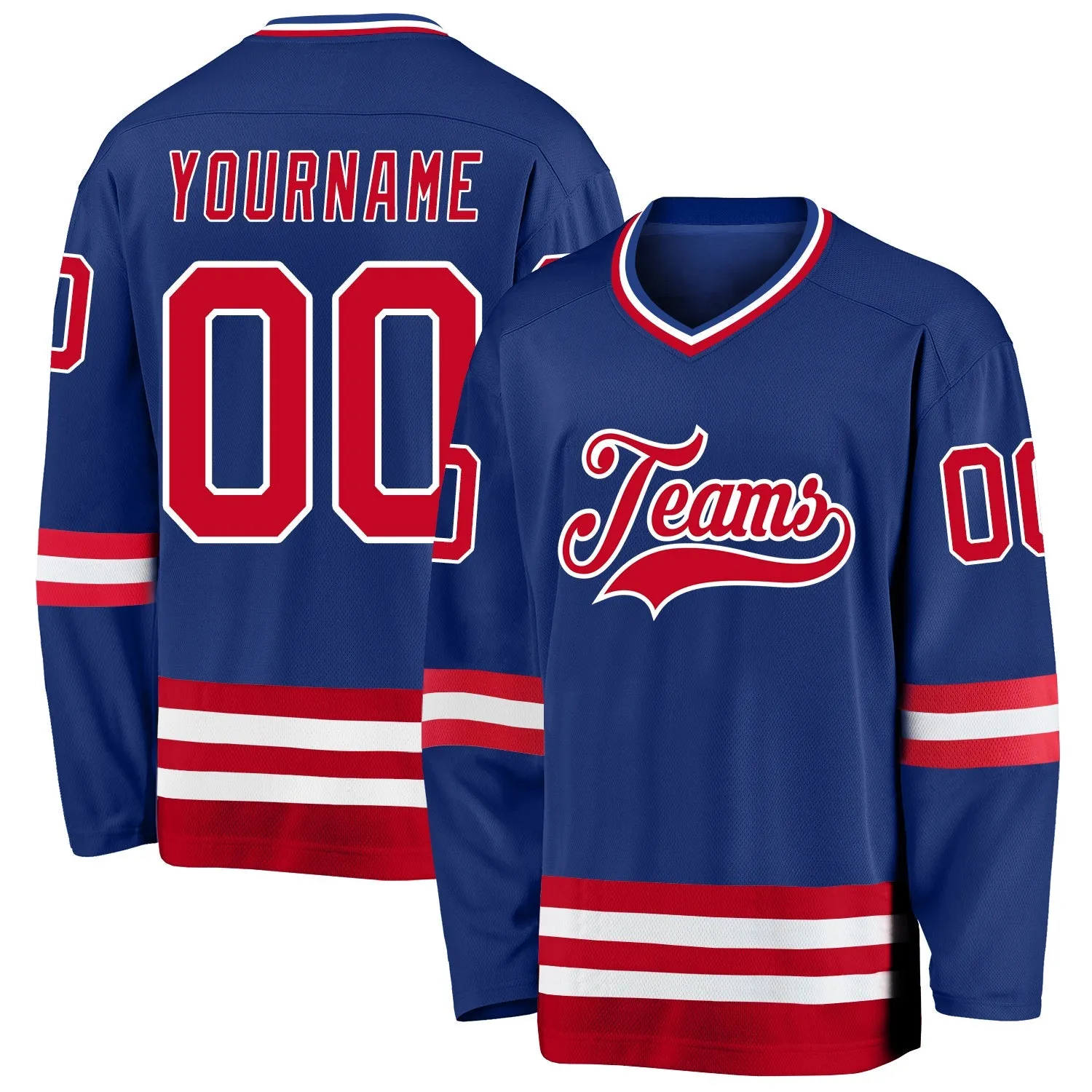 3bf651bc5a5b0d3d3d3a34060c40606d394f1cb939c77c0f7a2d4d783abd01a7.webp Custom Royal Red-White Hockey Jersey - Image 1