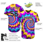 Custom Tie Dye Black-White 3D Authentic Baseball Jersey - Image 2