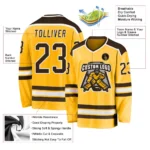 Custom Gold Brown-White So Cool Hockey Jersey - Image 3
