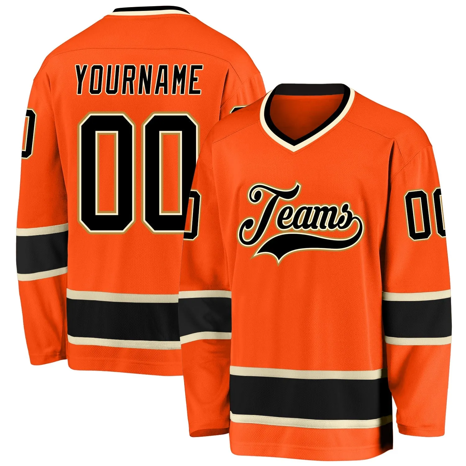 40af290bdf14c7b1e5631156c53e57dad3d086af5ec6da6d7a0907d5dd96b498.webp Custom Orange Black-Cream Hockey Jersey - Image 1