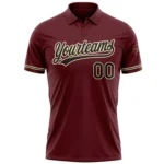 Custom Burgundy Black-City Cream Performance Vapor Golf Polo Shirt - Image 2
