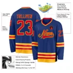 Custom Royal Red-Gold Hockey Jersey - Image 4