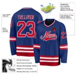 Custom Royal Red-White Hockey Jersey - Image 4