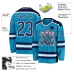 Custom Panther Blue Navy-White Hockey Jersey - Image 3