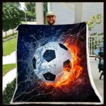 Soccer Blanket. Water And Fire Soccer Lover