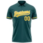 Custom Midnight Green Yellow-White Performance Vapor Golf Polo Shirt - Image 2