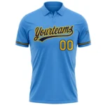 Custom Powder Blue Yellow-Navy Performance Vapor Golf Polo Shirt - Image 2