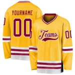 Custom Gold Maroon-White So Cool Hockey Jersey