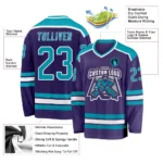 Custom Purple Teal-White Hockey Jersey - Image 3
