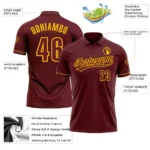 Custom Burgundy Yellow Performance Vapor Golf Polo Shirt - Image 3