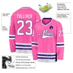 Custom Pink White-Purple So Cool Hockey Jersey - Image 2
