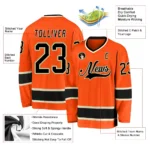 Custom Orange Black-Cream Hockey Jersey - Image 2