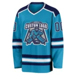 Custom Panther Blue Navy-White Hockey Jersey - Image 2