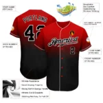 Custom Red Black-White Authentic Fade Fashion Baseball Jersey - Image 2