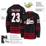 Custom Black White-Red Hockey Jersey - Image 2