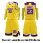 Custom Design Gold Purple Authentic Throwback Basketball Uniforms